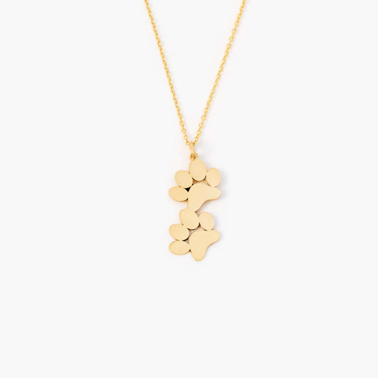 Paw Print Necklace in 14K Solid Gold