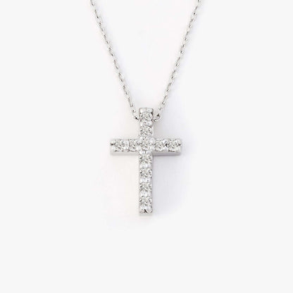 Collier croix en diamant de 1/10 ct tw en or blanc 14 carats