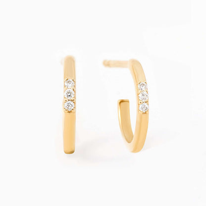 Diamond Mini Huggie Earrings in 14K Solid Gold