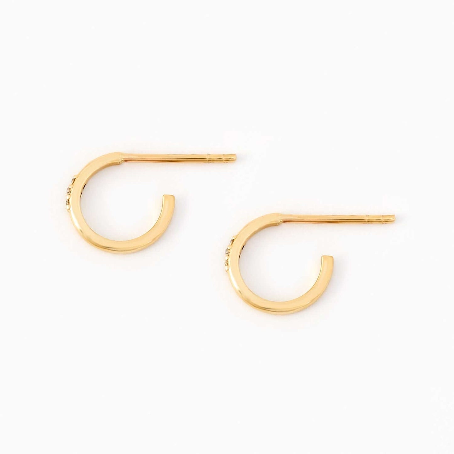 Diamond Mini Huggie Earrings in 14K Solid Gold