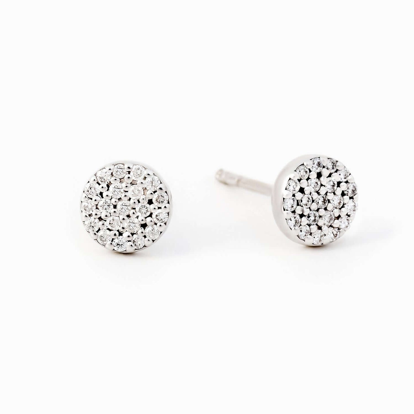 Boucles d'oreilles à disque en diamant en or blanc 14 carats