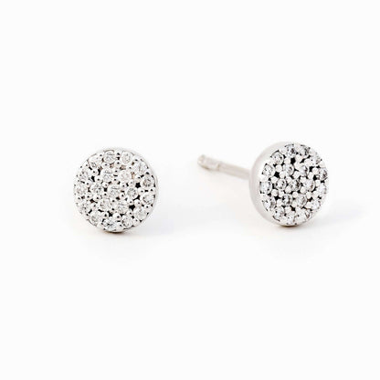 Diamond Disc Stud Earrings in 14K White Gold