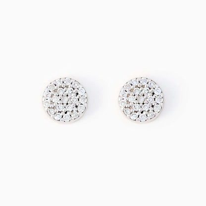 Diamond Disc Stud Earrings in 14K White Gold