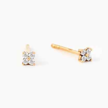 Diamond Bloom Stud Earrings in 14K Solid Gold