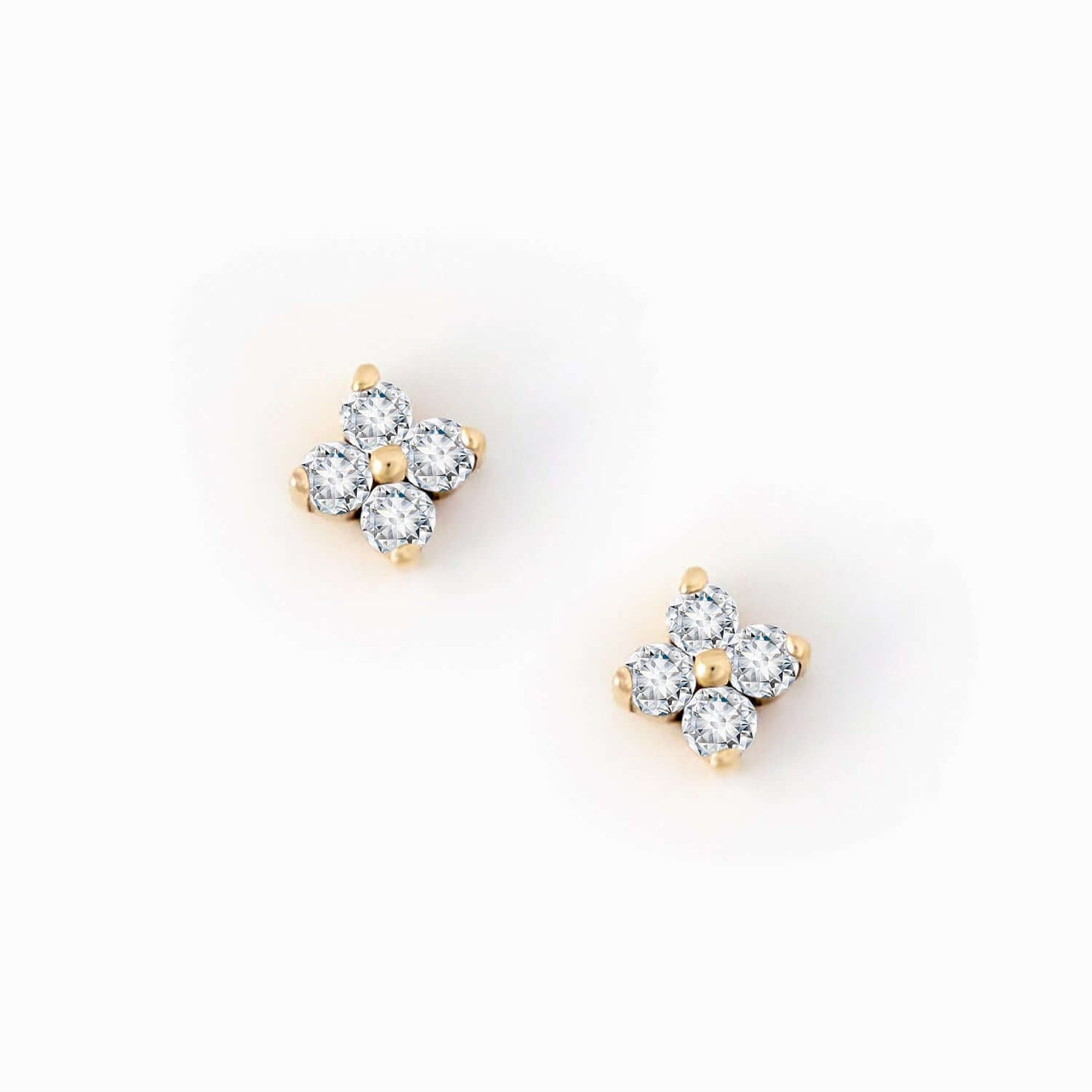 Boucles d'oreilles à tige Diamond Bloom en or massif 14 carats