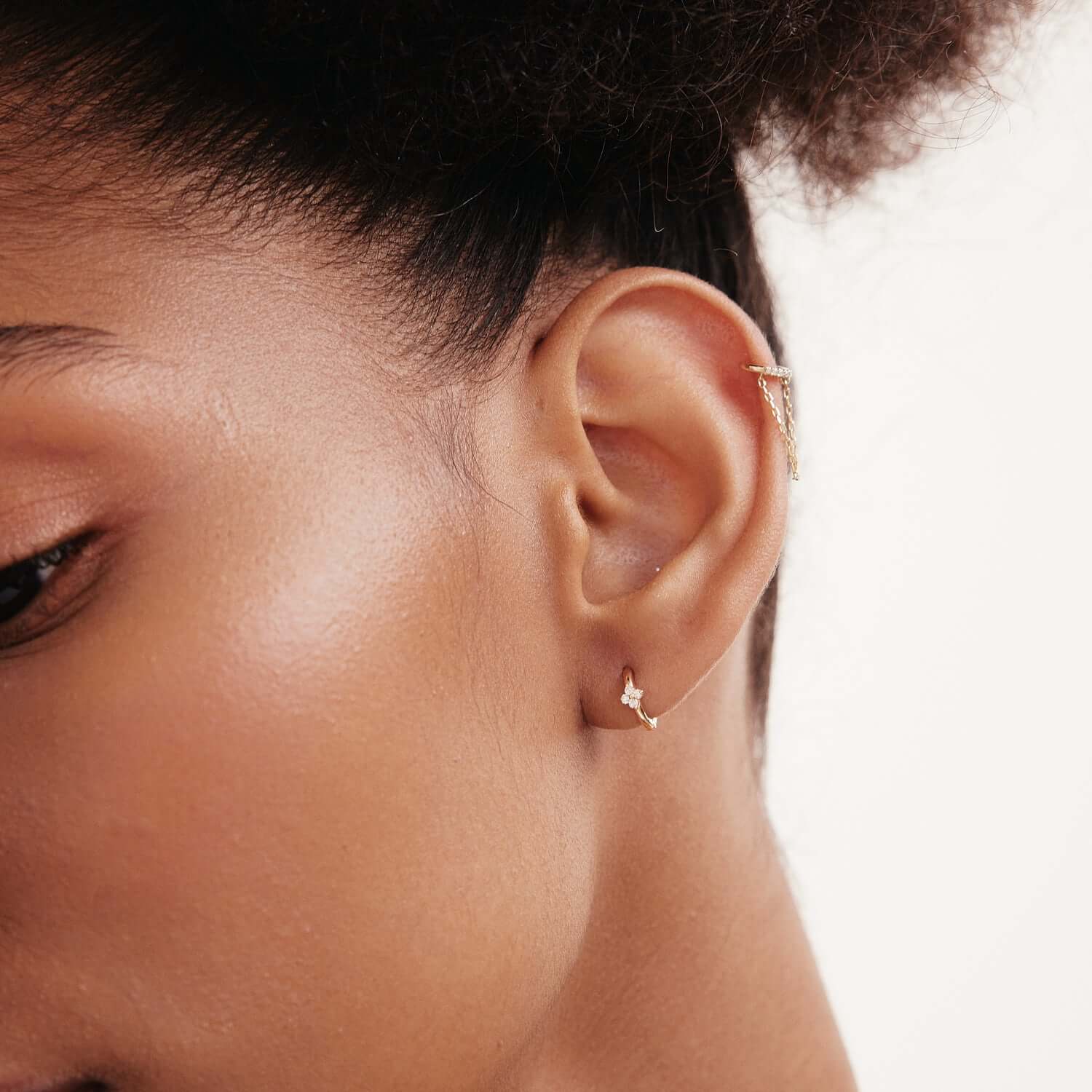 Diamond Flower Hoop Earrings