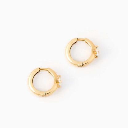 Diamond Flower Hoop Earrings in 14K Solid Gold