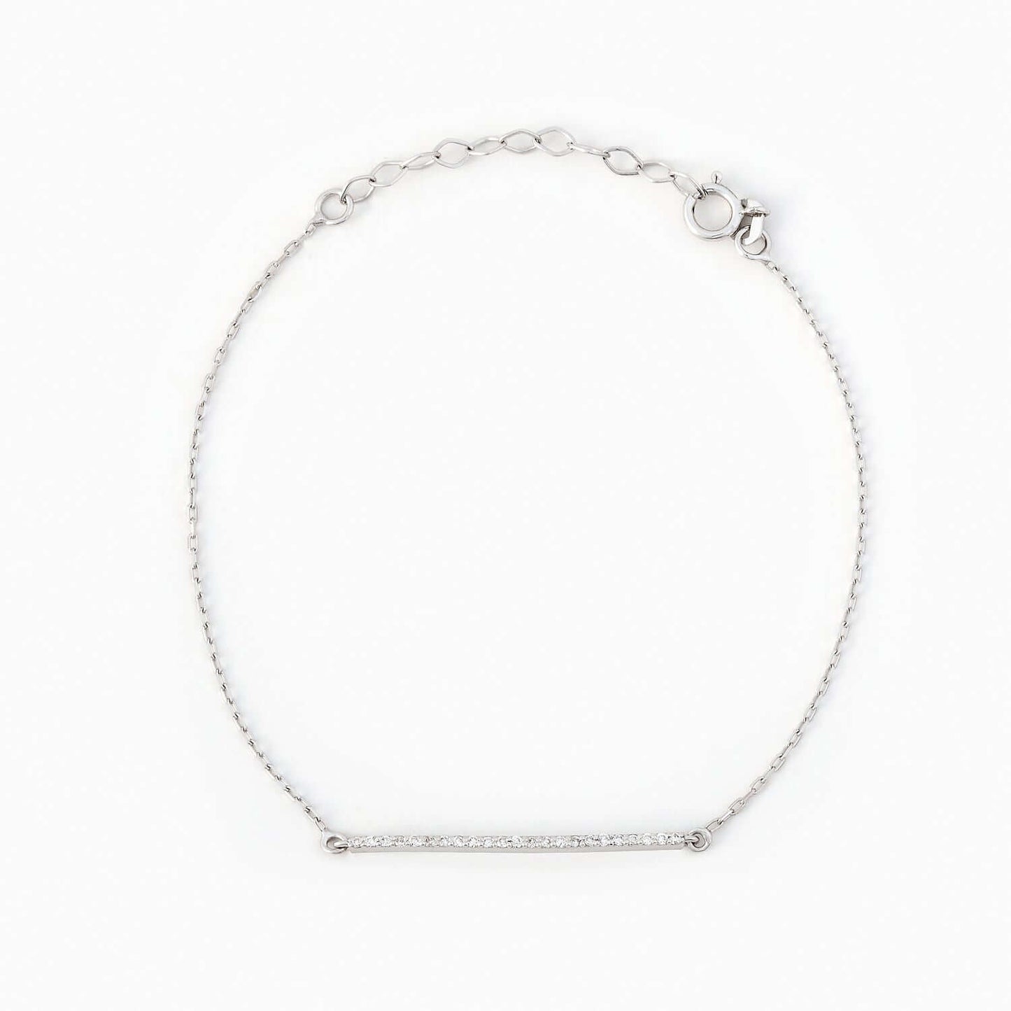 Diamond Tennis Bar Bracelet in 14K White Gold