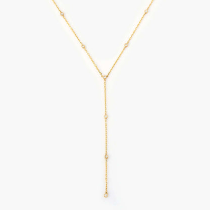 Diamond Bezel-Set Y-Necklace in 14K Solid Gold