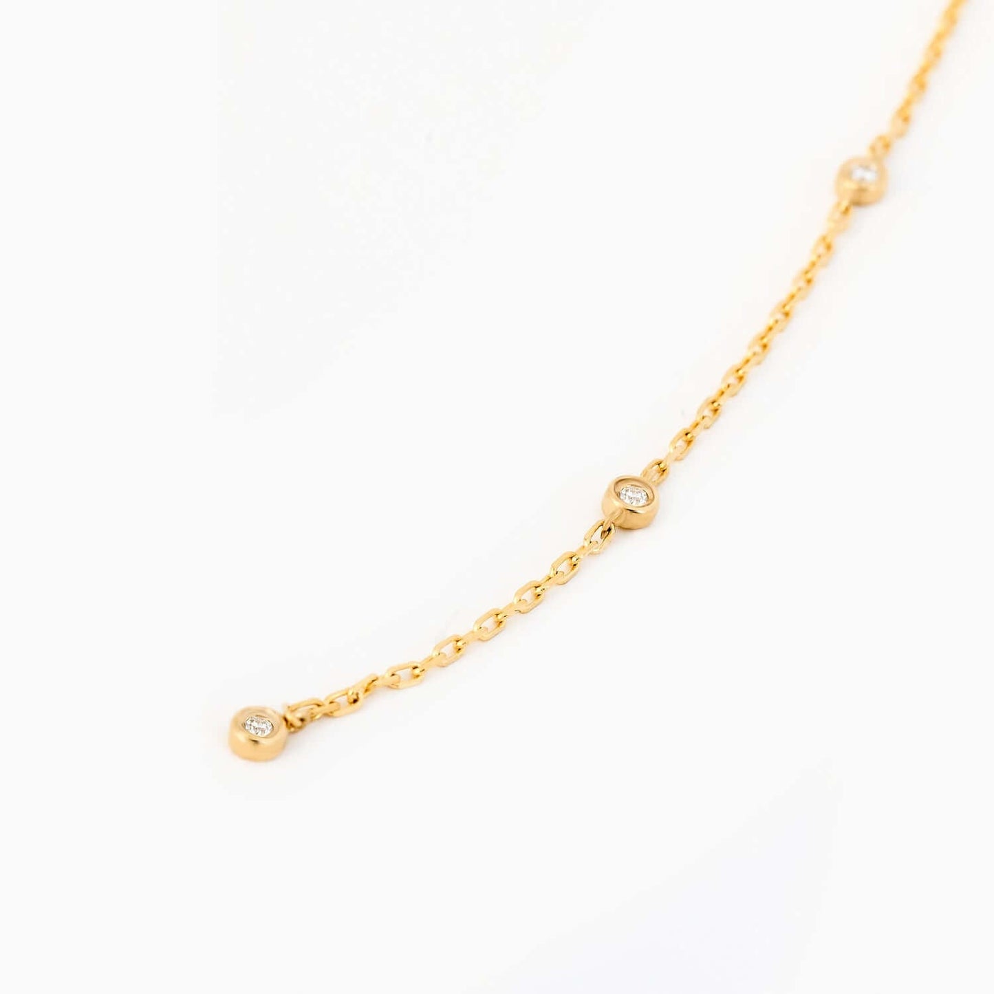 Diamond Bezel-Set Y-Necklace in 14K Solid Gold