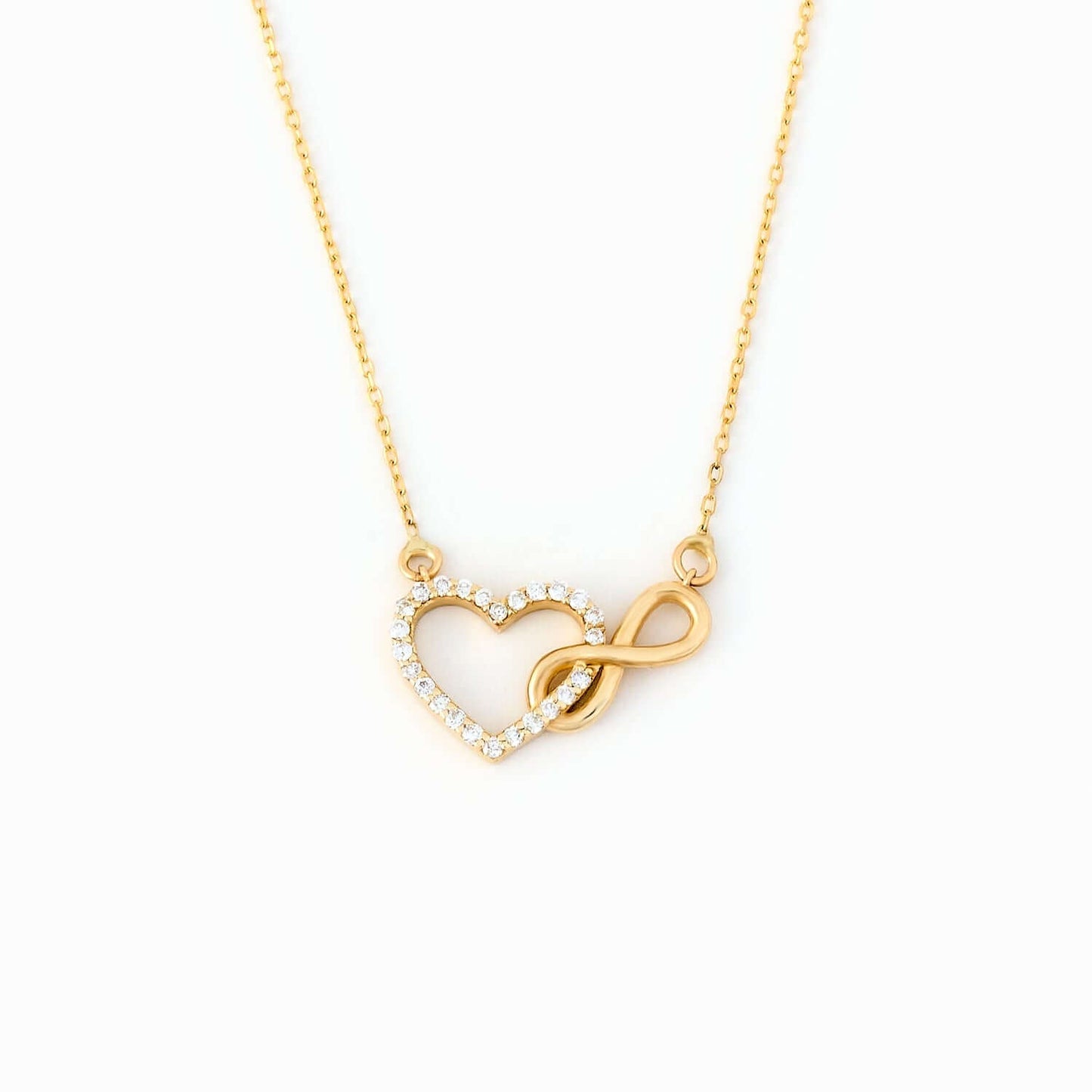 Collier Cœur Infini en Diamant en Or Massif 14K