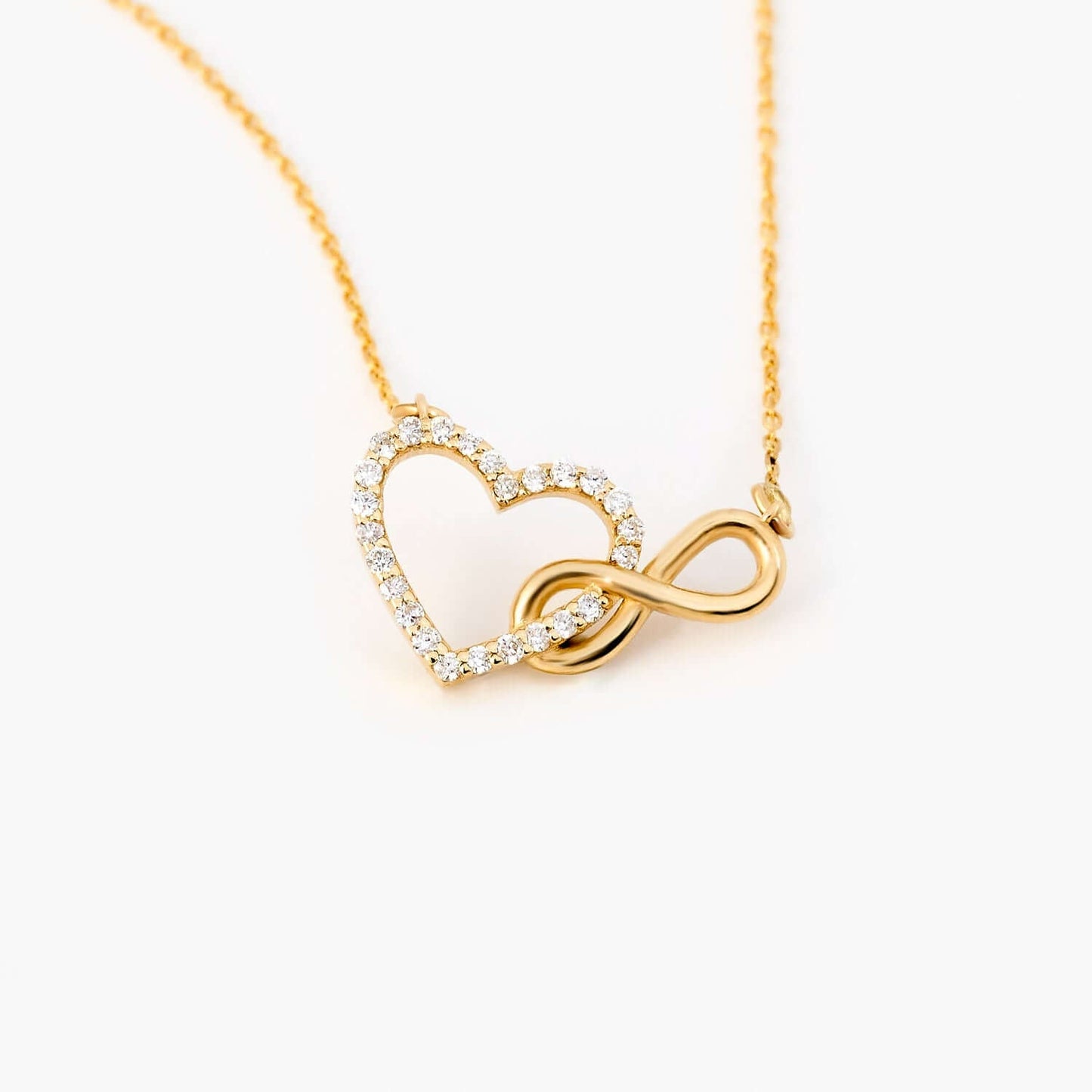 Diamond Infinity Heart Necklace in 14K Solid Gold