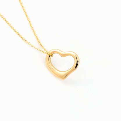 Tilted Open Heart Necklace in 14K Solid Gold