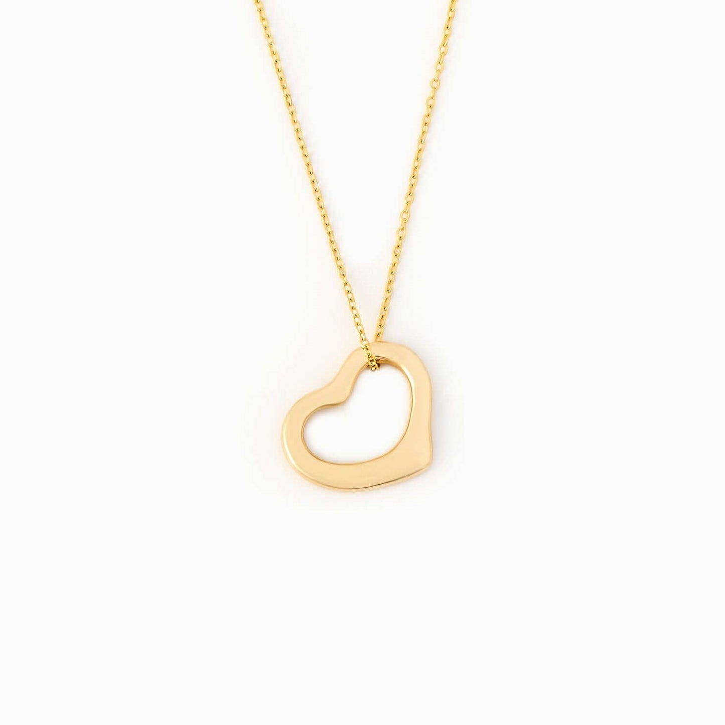 Tilted Open Heart Necklace in 14K Solid Gold