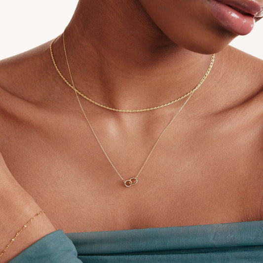 Interlocking Circle Necklace in 14K Solid Gold