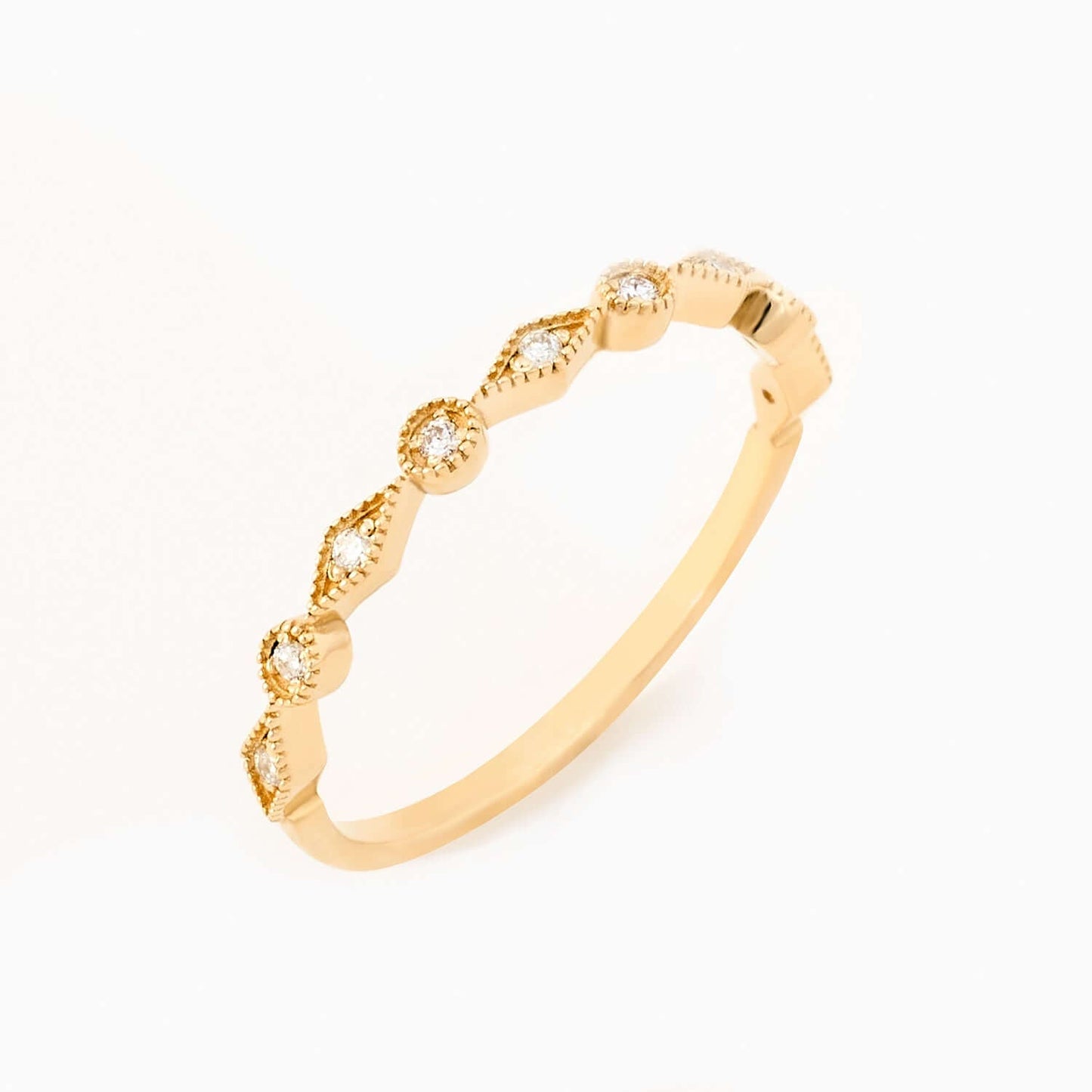 Diamond Art Deco Half Eternity Ring in 14K Solid Gold