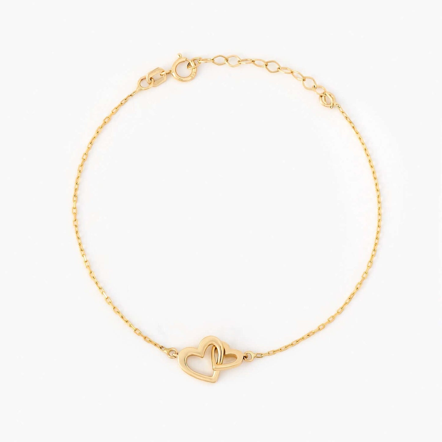 Interlocking Heart Bracelet in 14K Solid Gold