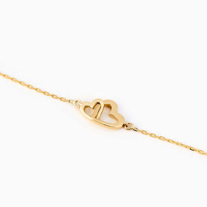 Interlocking Heart Bracelet in 14K Solid Gold