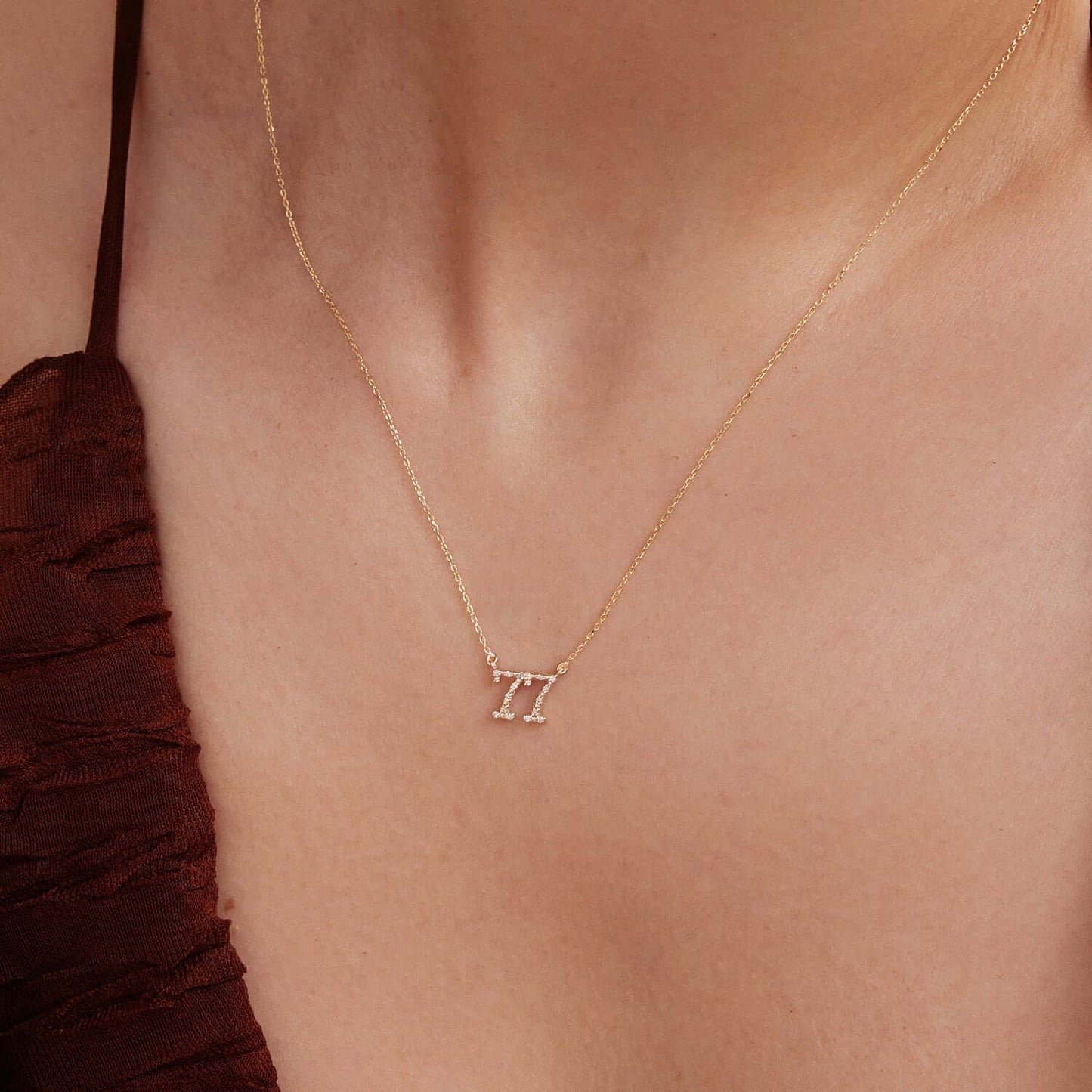 Diamond Custom Number Necklace in 14K Solid Gold