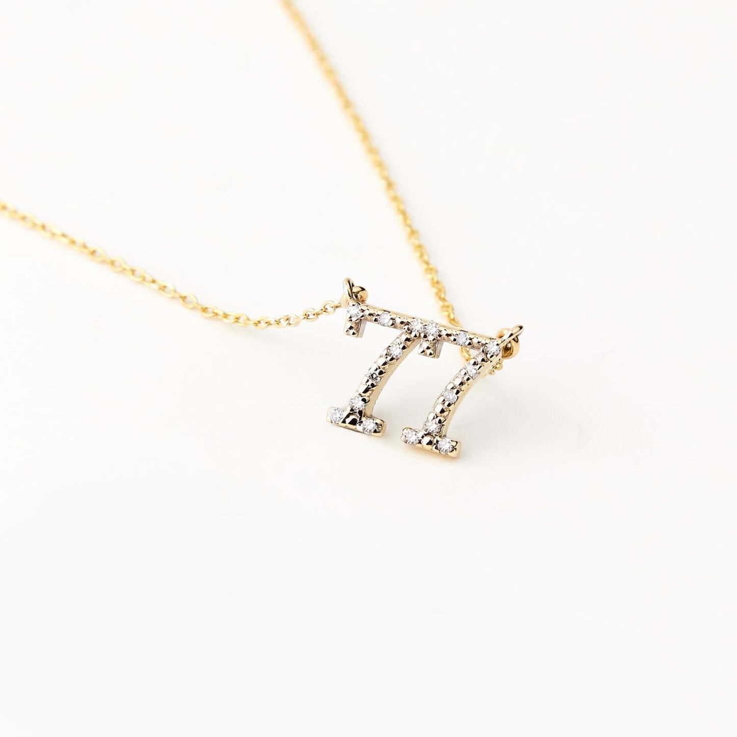 Diamond Custom Number Necklace in 14K Solid Gold