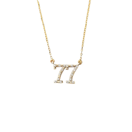 Diamond Custom Number Necklace in 14K Solid Gold