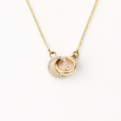 Diamond Intertwined Circle Necklace in 14K Solid Gold