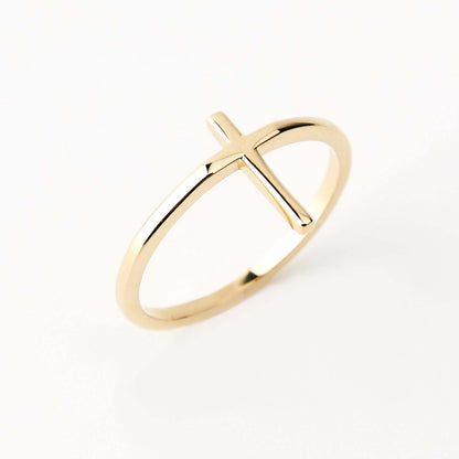 Stackable Cross Ring in 14K Solid Gold