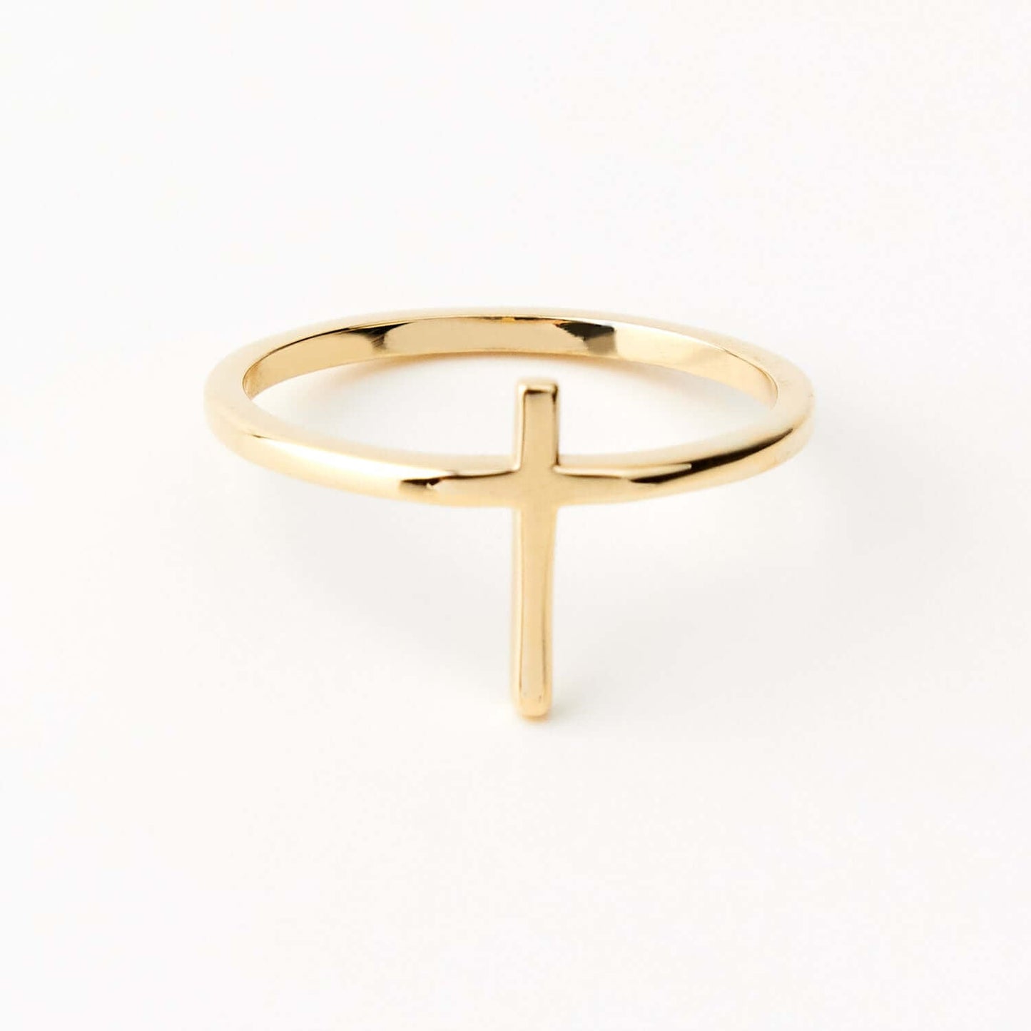 Stackable Cross Ring in 14K Solid Gold