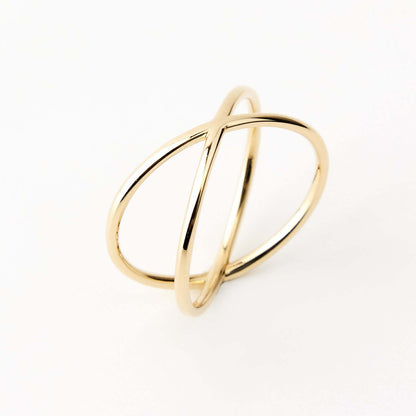 Criss Cross X Ring in 14K Solid Gold