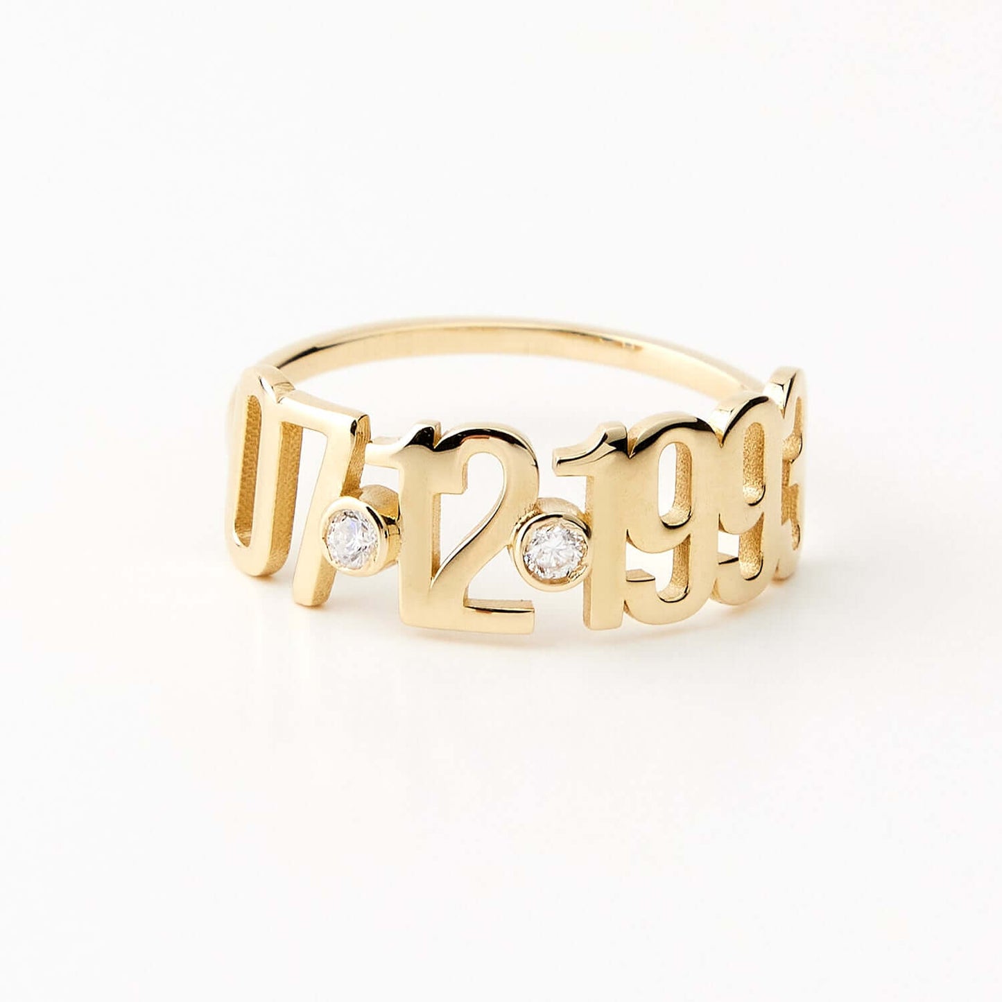 Diamond Date Ring in 14K Solid Gold