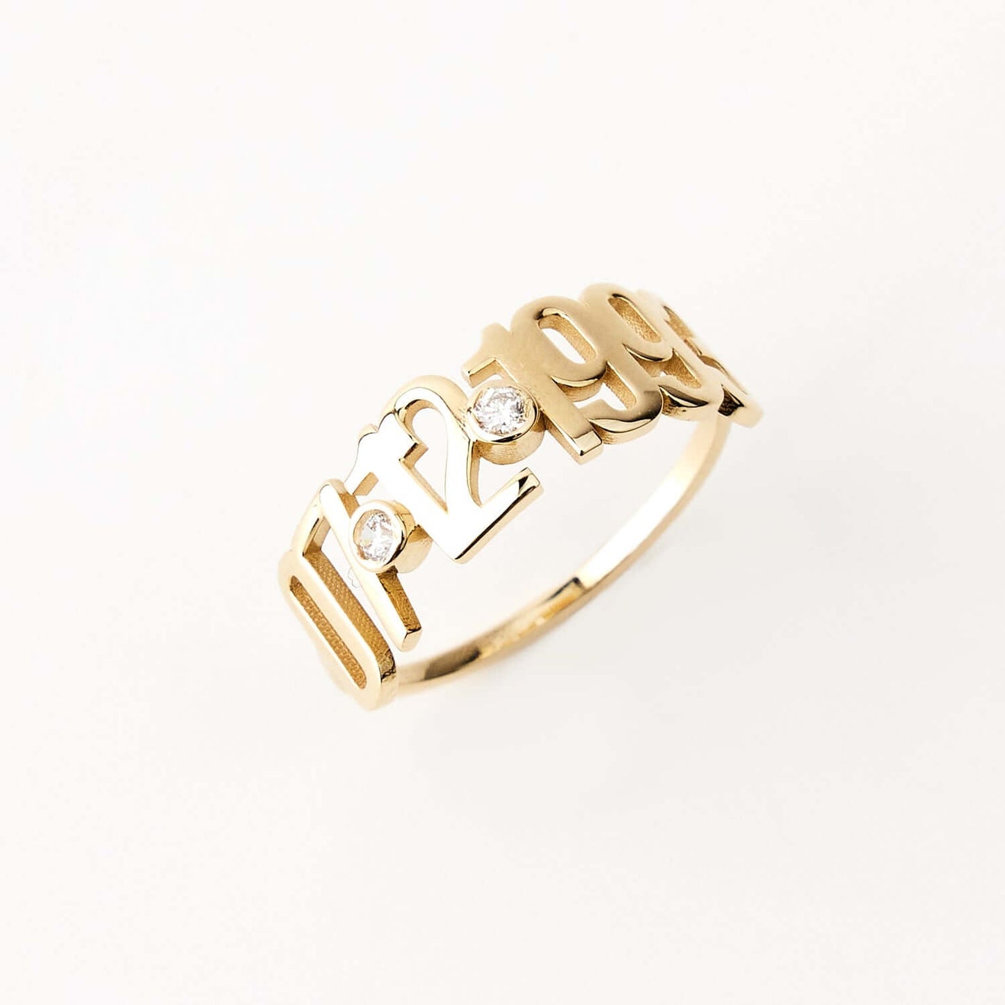 Diamond Date Ring in 14K Solid Gold