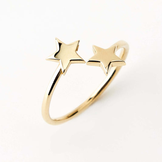 Engravable Two Star Open Ring