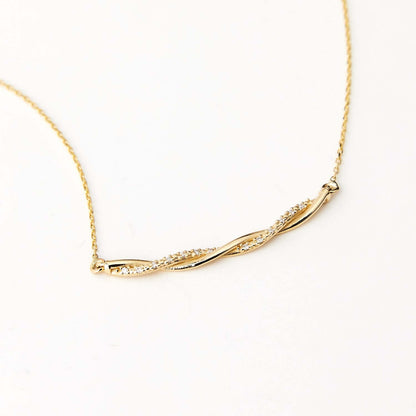 Diamond Twisted Rope Necklace in 14K Solid Gold