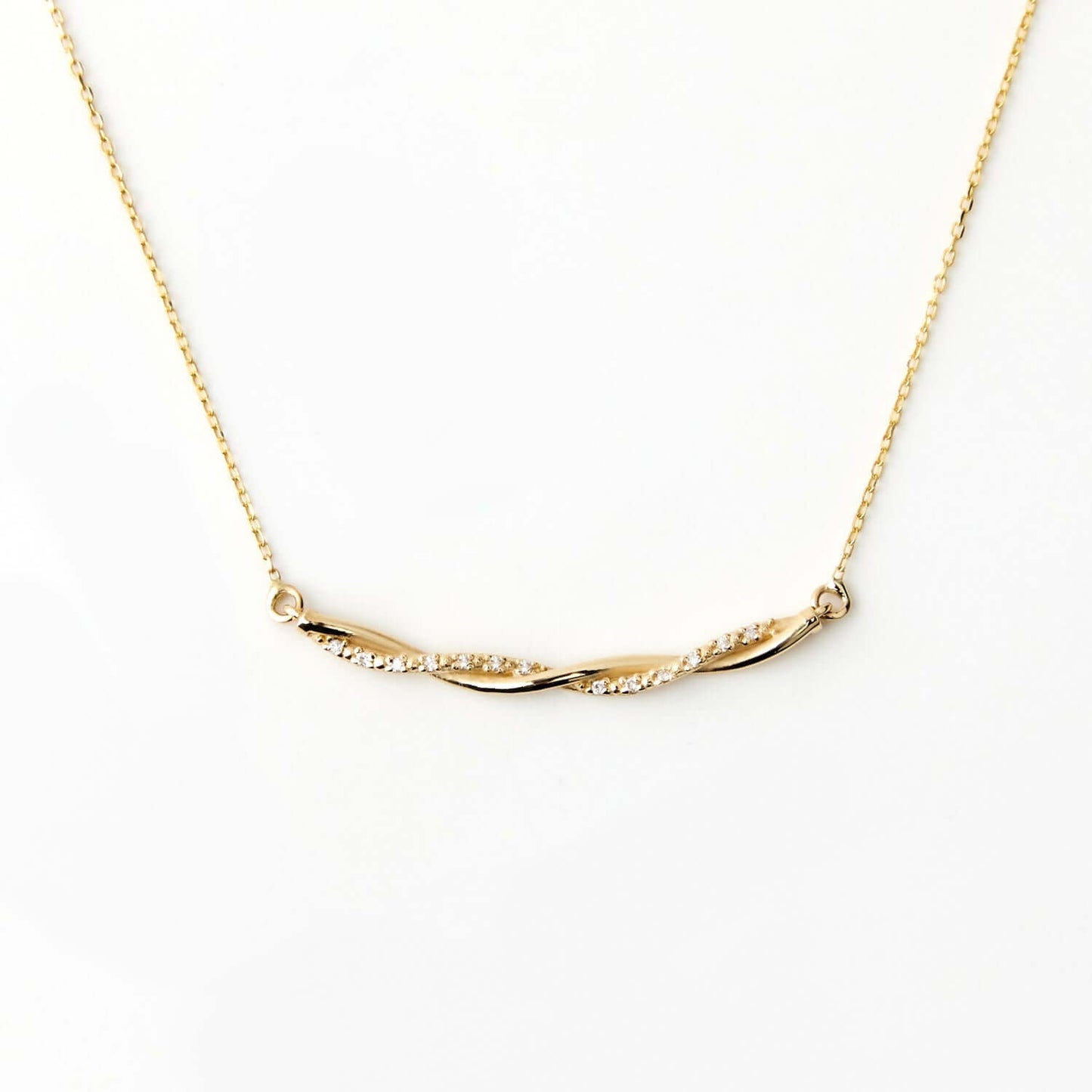 Diamond Twisted Rope Necklace in 14K Solid Gold