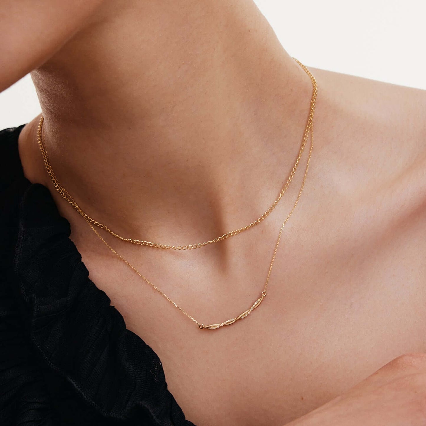 Diamond Twisted Rope Necklace in 14K Solid Gold