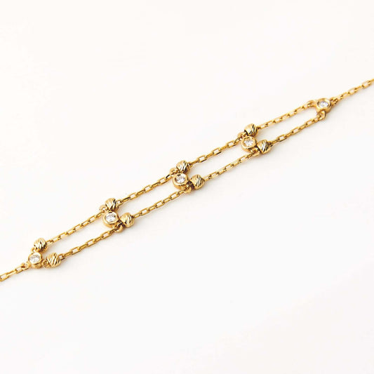 Diamond by the Yard and Beaded Bracelet in 14K Solid Gold