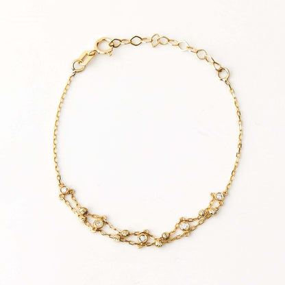 Diamond by the Yard and Beaded Bracelet in 14K Solid Gold