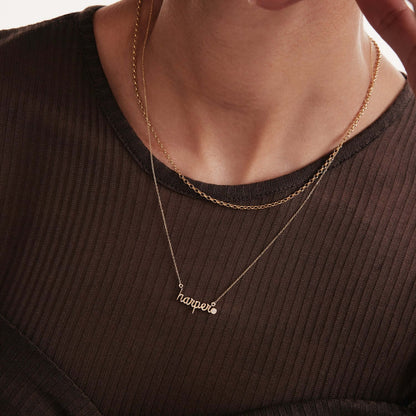 Diamond Bubble Name Necklace in 14K Solid Gold