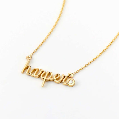 Diamond Bubble Name Necklace in 14K Solid Gold