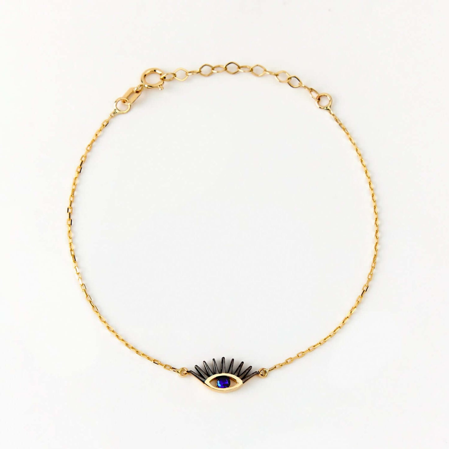 Sapphire Evil Eye Bracelet in 14K Solid Gold