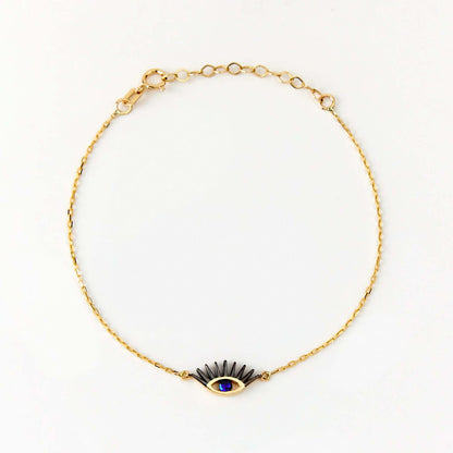 Sapphire Evil Eye Bracelet in 14K Solid Gold