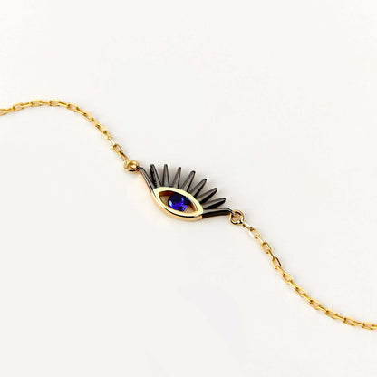 Sapphire Evil Eye Bracelet in 14K Solid Gold