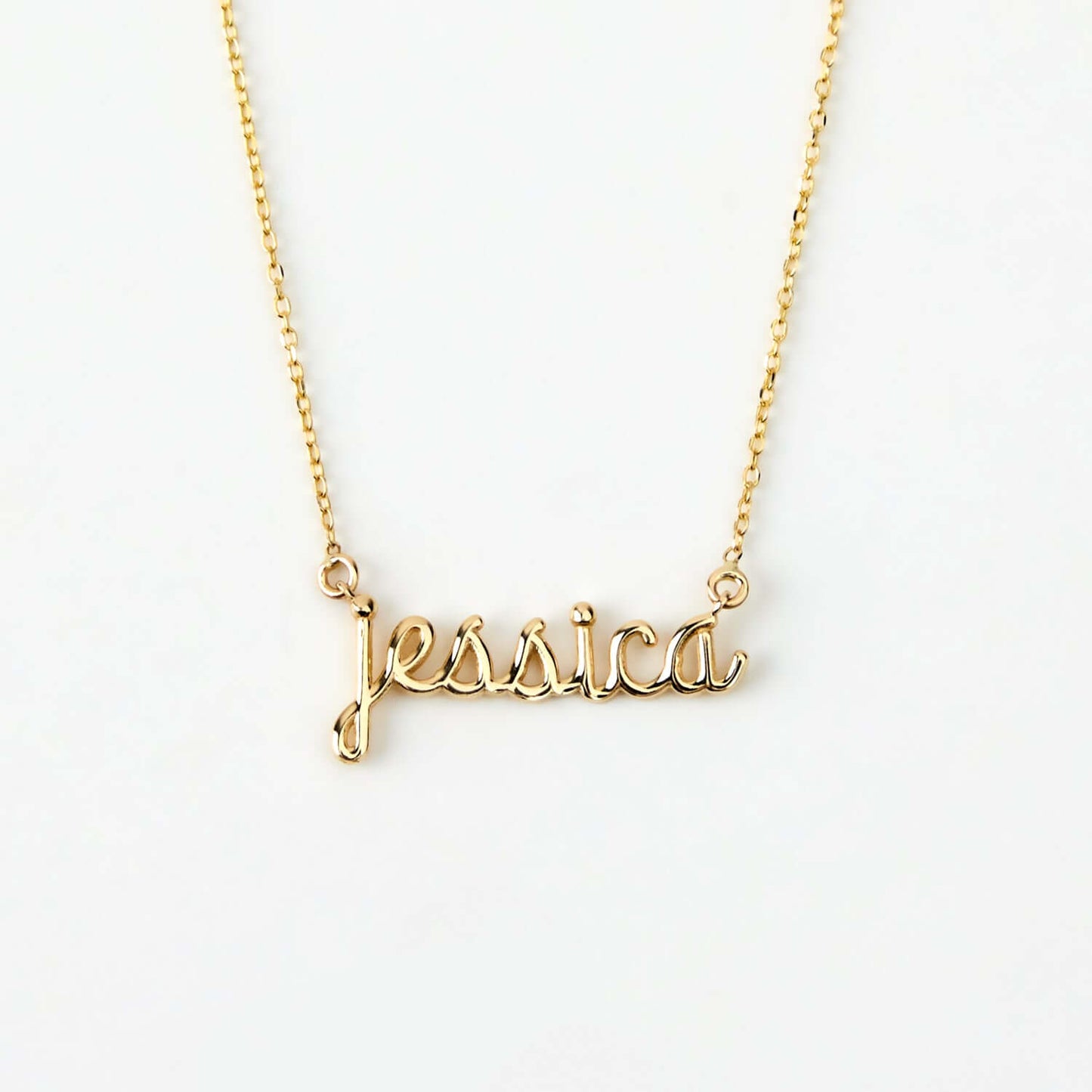 Handwriting Script Name Necklace in 14K Solid Gold