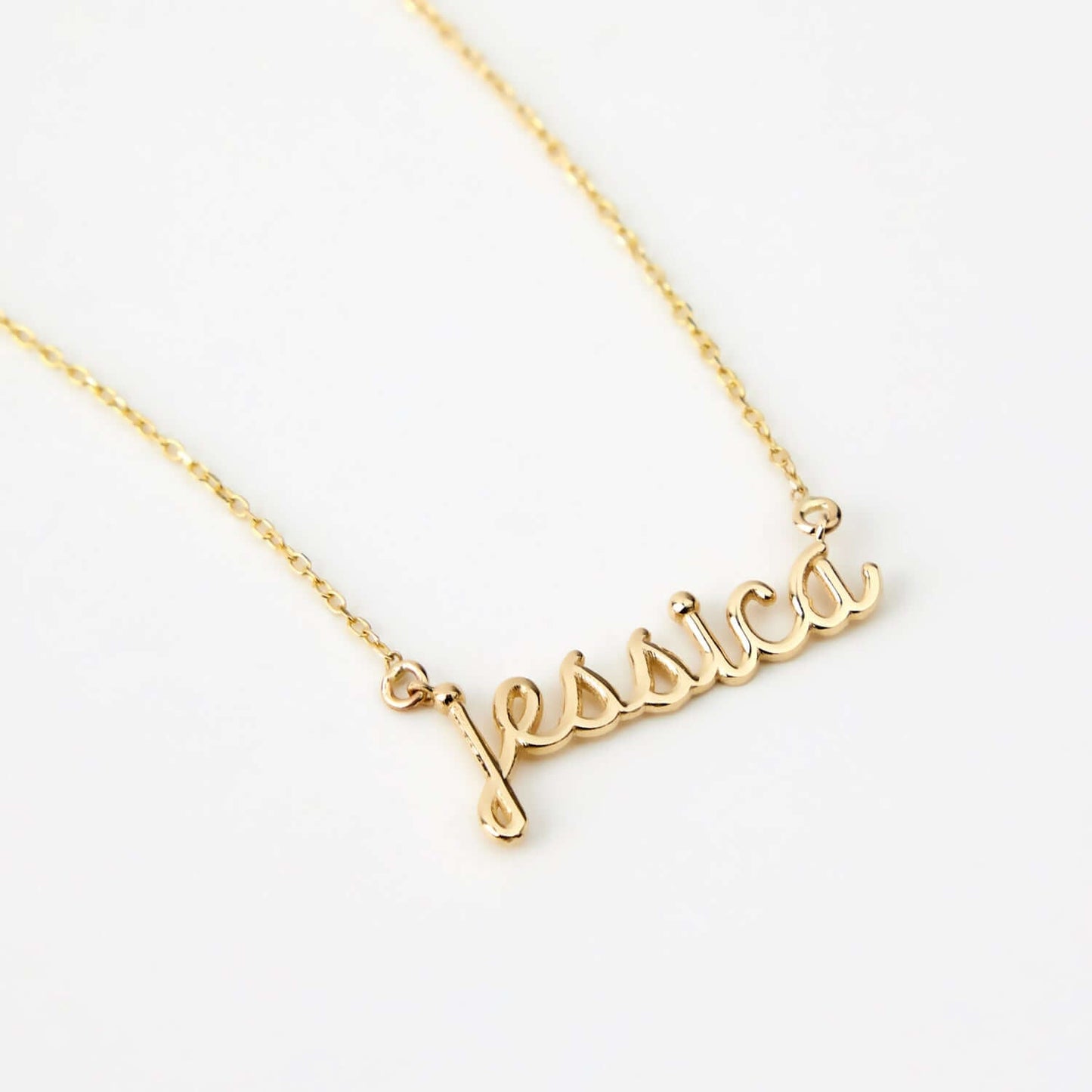 Handwriting Script Name Necklace in 14K Solid Gold