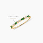 Baguette Birthstone and Diamond Stacking Ring