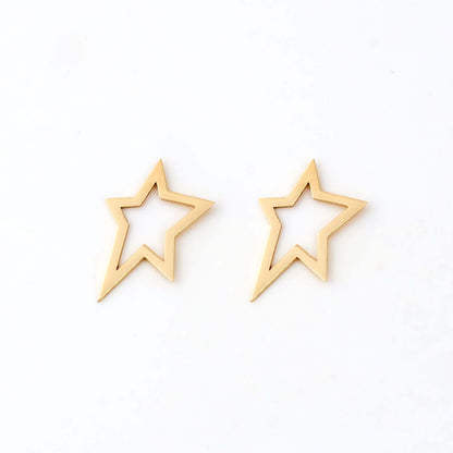 Asymmetric Star Earrings in 14K Solid Gold