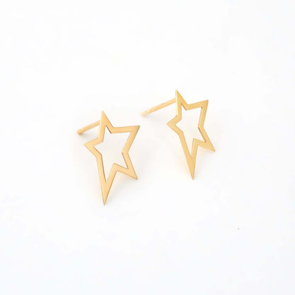 Asymmetric Star Earrings in 14K Solid Gold