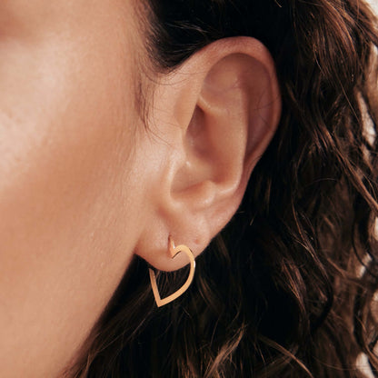 Open Big Heart Earrings in 14K Solid Gold