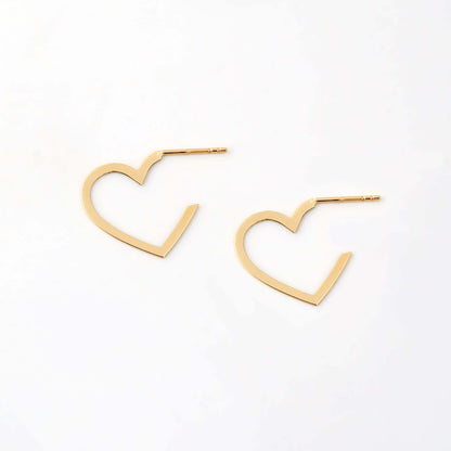 Open Big Heart Earrings in 14K Solid Gold