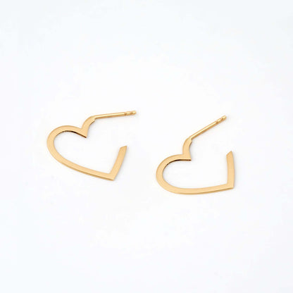 Open Big Heart Earrings in 14K Solid Gold